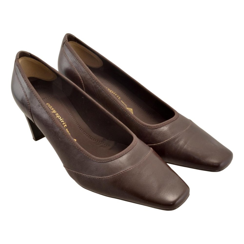 Easy Spirit Pumps Leather Square Toe Block Heel